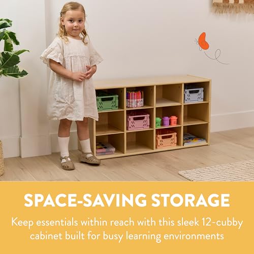 Back2School Express Sleekline 12-Cubby Storage Cabinet, 3x4, Natural