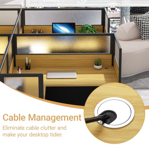 Qytexx Office Cubicle Desk with Mute Privacy Panels (1 Person-A, Walnut)