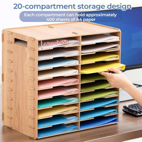 20 Compartments Mail Organizer, Desktop Bill Paper sorter
