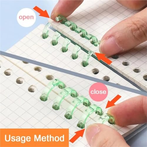 Ring binding, A5 ring binder Ring Binder Mechanism 60 Pieces 5 Plastic Loose Leaf Spines for Photo Album A4 A6 Snap Split Combs(Pink)