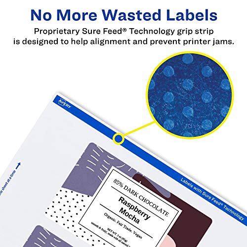 Avery® Printable Durable White Rectangle Labels, Sure Feed® Technology, 2" x 6", Print-to-the-Edge, Waterproof Labels, Laser & Pigment-Based Inkjet Compatible, 400 Total