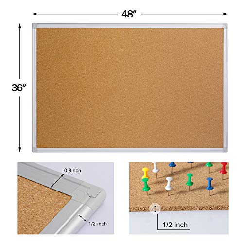 Board2by 2 Pack Cork Board Bulletin Board 36 x 48, Silver Aluminium Framed 4x3 Corkboard, Office Board for Wall Cork, Large Wall Mounted Notice Pin Board