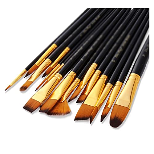 UOHLCX HBJWOV 15 Paint Brush with Canvas Bag Watercolor Acrylic Painting Brush Artwork Craft Long Wooden Handle