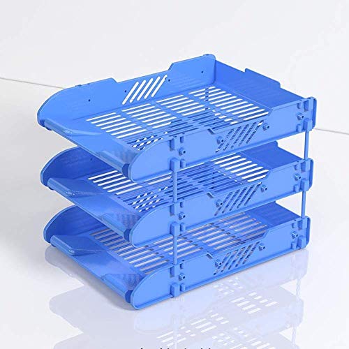 File Racks/File Holder Paper Tray for Documents 3 Shelves for Organizer Files in Black Plastic for Office Desks Folder Dividers Filling Expansion