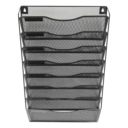 File Organizer 8 Tier Magazine Storage Rack, Wall Pocket File Holder, Mail Organiser Desk