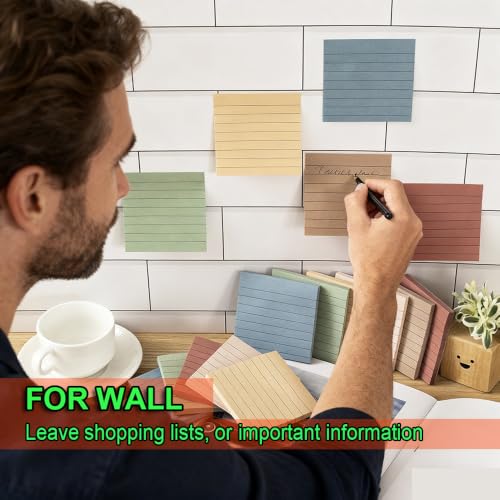 (72 Pack) Lined Sticky Notes 3x3 in,Vintage Notepads with Lines