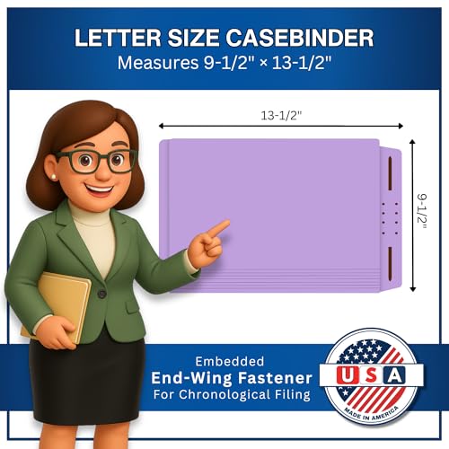 Lavender Casebinder File Folders, Doctor Stuff, End Tab, Letter Size Casebinder Style Folder with Fully Reinforced Back and 2" Embedded Fastener on Endwing, 14 pt Stock, Carton of 250