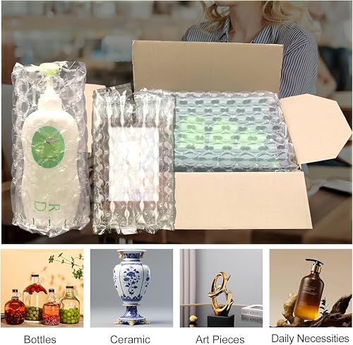 Hijelyn Inflatable Bubble Cushioning Wrap Roll Heavy Duty Bottle Shipper Protector Sleeve 12"x164' Large Size Air Bubbles Packing Supplies for Fragile Items, Air Pillows for Shipping Moving Packaging