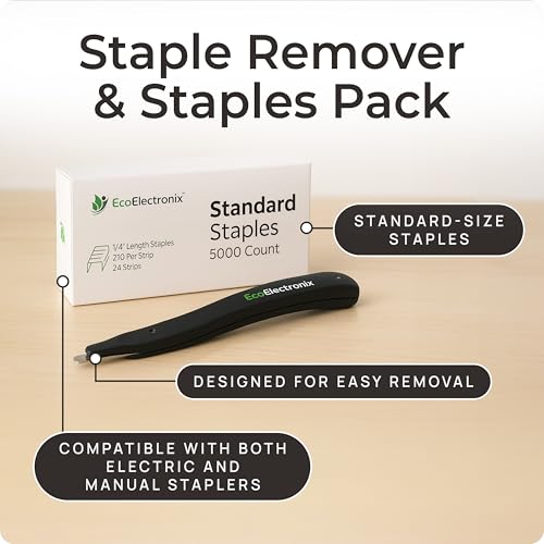 EcoElectronix Portable Automatic Electric Stapler Pro Kit - 30 Sheet Capacity, Quiet Operation, Jam-Free and Easy Reload - AC Adapter/Battery Powered, (Black)