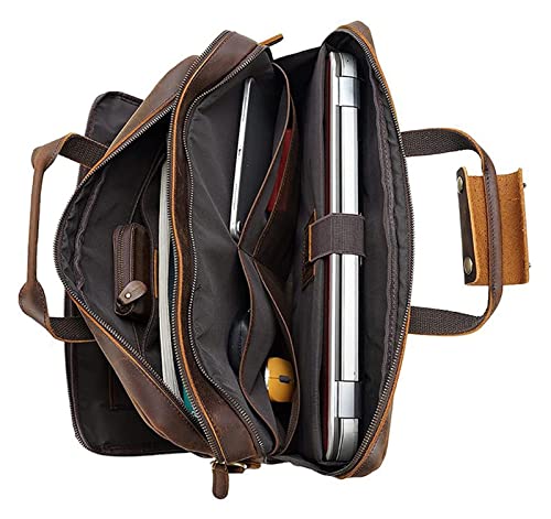 Sheenburphy Leather Business Travel Briefcase 17inch Laptop Bag Office Shoulder Messenger Bag Large Handbag