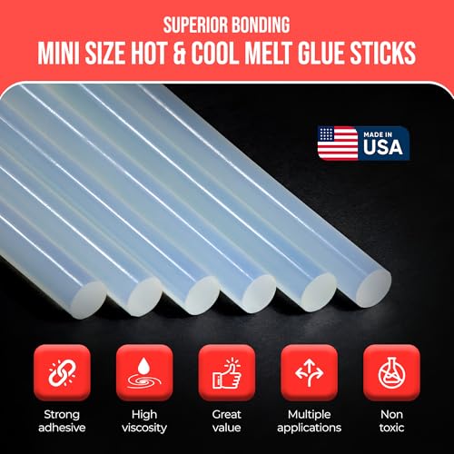GlueSticksDirect Wholesale® Mini Size Hot & Cool Melt Glue Sticks for Glue Gun - Bulk 10in - Great for Arts & Crafts - 5/16" X 10" (Approx 1,150 Sticks, 25lbs Pack) - Made in USA