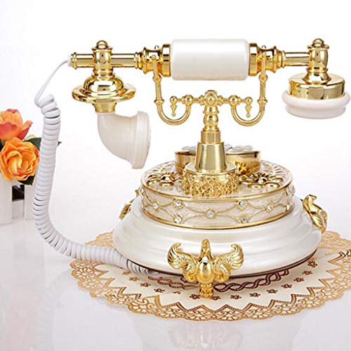 Telephone Antique Telephone European Antique Retro Phone Creative Fashion Home Landline Garden Office Telephone Landline WD (White b)