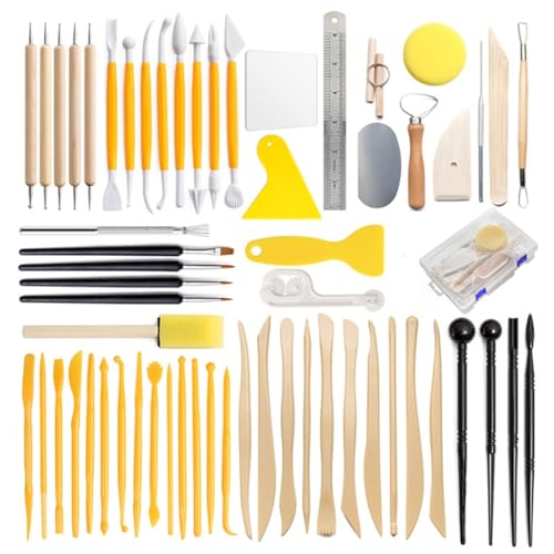 QVEZPRYX Clay Tools 61 Sets Stone Plastic Carving Point Drill Pen Acrylic Clear Board Scraper