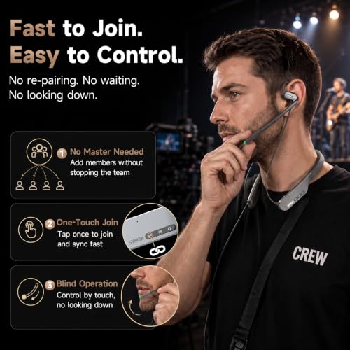 SYNCO Xtalk S Wireless Intercom Headset System, 1-Pack, in-Ear Neckband