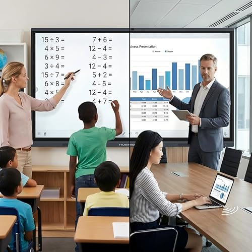 75" Smart Board 4K Interactive Whiteboard SmartBoard for Classroom & Office, EDLA Android 16 & Windows 11 Pro 16G RAM+256G ROM Touchscreen with 48MP AI Camera 50-Points Wall Mount