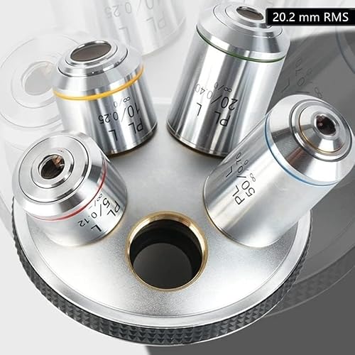 Laboratory Microscope Accessories achromatic Objective Lens PL-L 2.5X 5X 10X 20X 40X 50X 60X 80X 100X Working Distance 20.2 mm/RMS Flat Field Infinity System(5X)