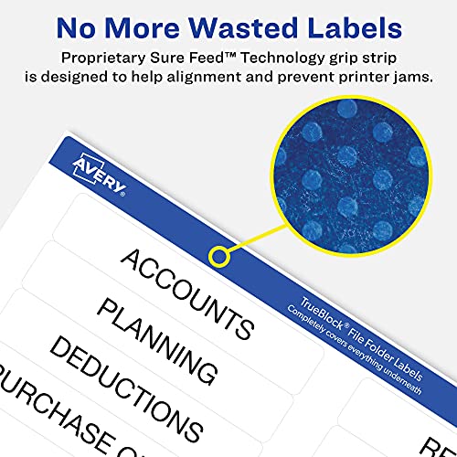 Avery® TrueBlock® File Folder Labels, 2/3" x 3-7/16", 1,500 Printable Labels, White/Red, Permanent (5066)