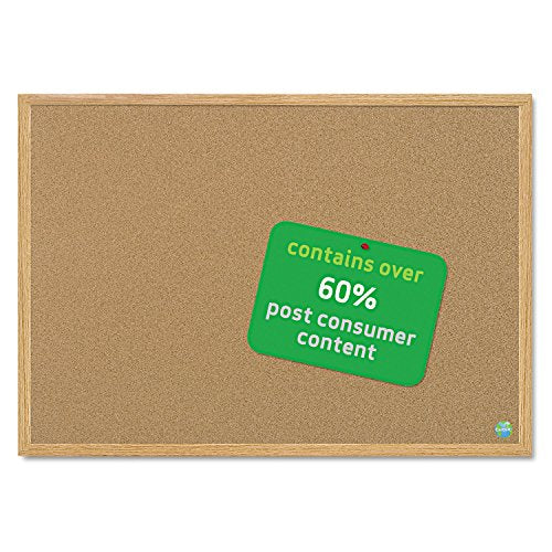 Bi-silque Cork Board with Frame, 4 by 6-Feet, Brown