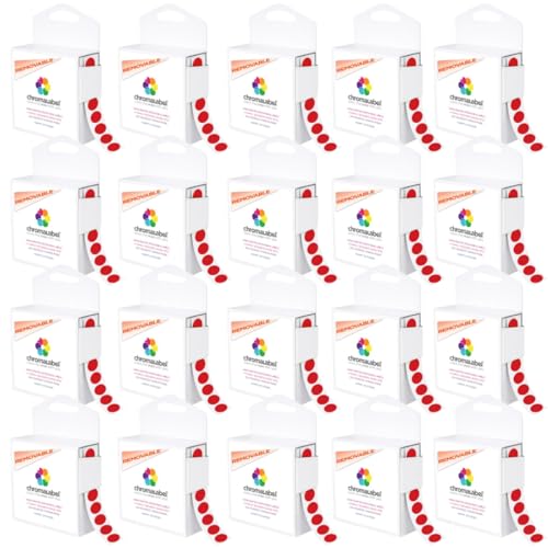 ChromaLabel Removable Red Dot Stickers, 1/2 Inch, 1000/Box Case of 20