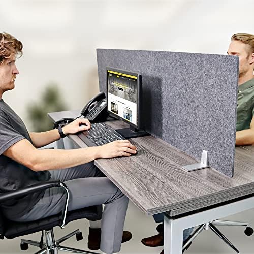 OBEX Free Standing Desk PET Privacy Screen, Table Top Home & Office Furniture Partitions and Dividers, Portable Workstation Freestanding Panels, 18" x 72" Shadow