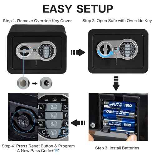 0.23 Cubic Small Safe Box, Digital Security Box Mini Safe W/Fireproof Bag