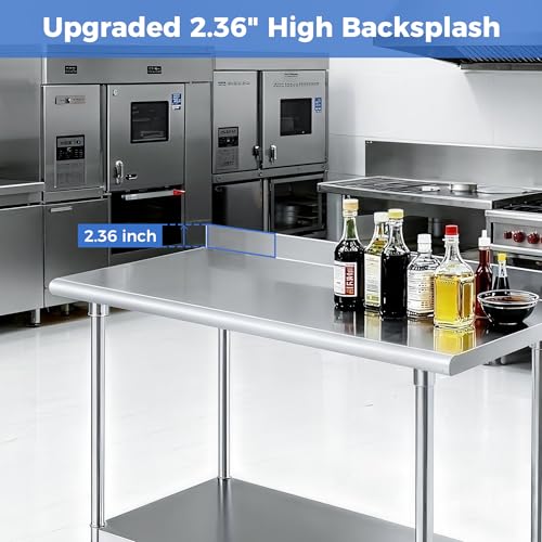 OSTBA Stainless Steel Prep Table 30 x 48 Inches with Backsplash