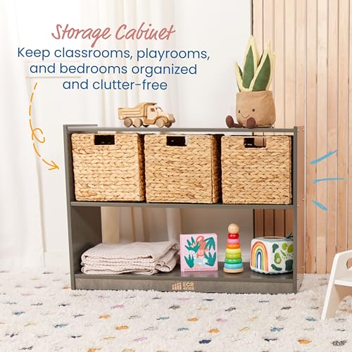ECR4Kids 2-Shelf Mobile Storage Cabinet, Double-Sided, Grey Wash