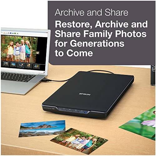 Epson Perfection V39 Color Photo & Document Scanner with Scan-to-Cloud & 4800 Optical Resolution, Black