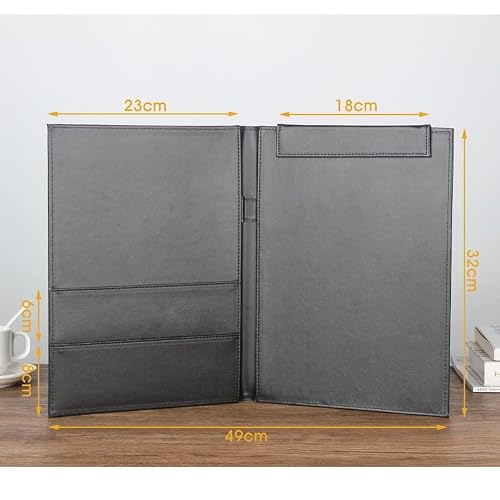 HBJWOV A4 File Folder Clipboard Writing Pad Memo Clip Board Clips Leather Multifunctional Utility Conference(D)