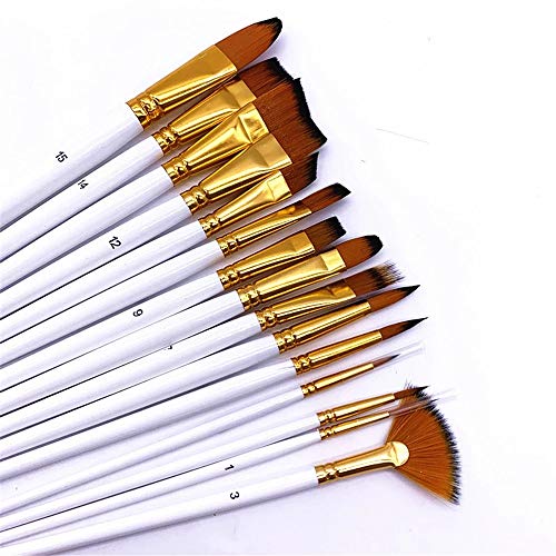 UOHLCX HBJWOV 15 Pcs Paint Brush Set Oil Watercolor Gouache Painting Carrying Case Palette and Sponge Art Supplies Stationery(E)