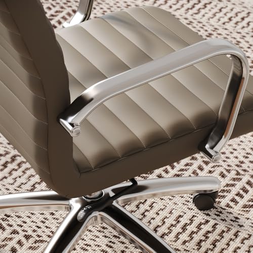 NBF Chair Ergonomic Mid-Back Faux Leather Desk Seating with Memory, Brown