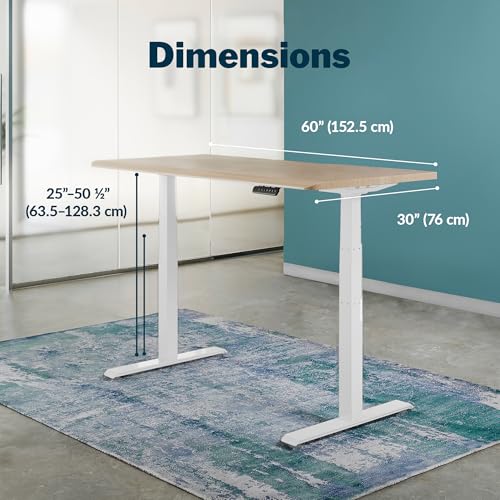 Vari ComfortEdge Electric Standing Desk – 60x30 – Light Wood/White