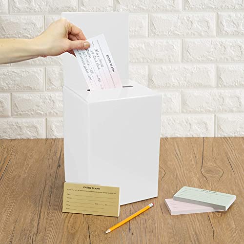 White Card Box XL raffle ticket box Corrugated Ballot and suggestion box with wide slot Donation Box & Removable Header for fundraising events 10.5H x 10.5W x 10D, Display area 11" x 10.5"(10 pack)
