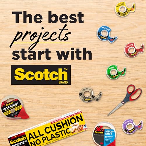 Scotch Gift-Wrap Tape with Dispensers, Clear Satin Finish, Invisible on Most Wrapping Paper, Photo-Safe, 3/4 in x 650 in Each, 12 Rolls for Holiday Gift Wrap