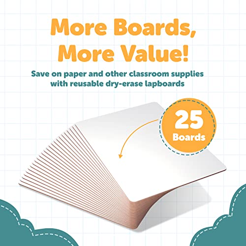 Dry Erase Lapboards - Student Single Sided Whiteboards - 25 Pack - 9" x 12"