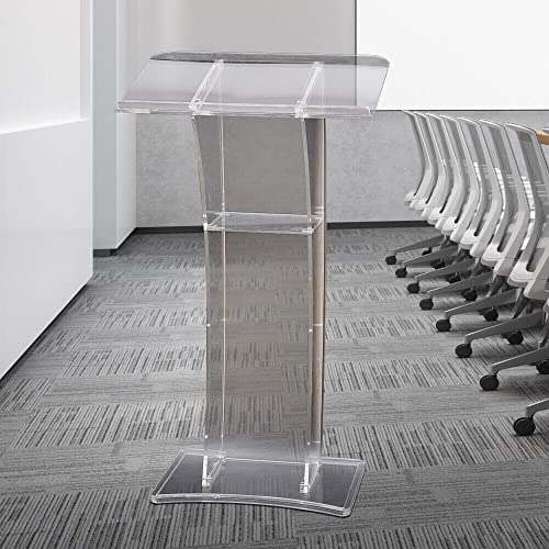 Acrylic Clear Podium, Plexiglass Pulpit School Conference Church Curve Lectern, for Church School Conference Plexiglass Events Hotel Party Rally