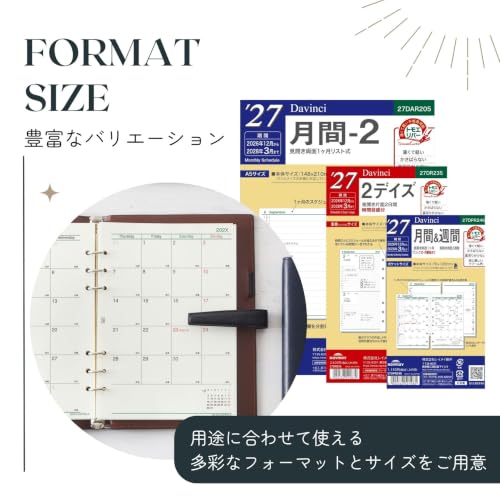 Raymay Fujii Notebook Personal Organizer Refill 2027 A5 Da Vinci Daily 27DAR212 2026 Starts from December
