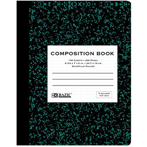 BAZIC Quad-Ruled Green Marble Composition Book