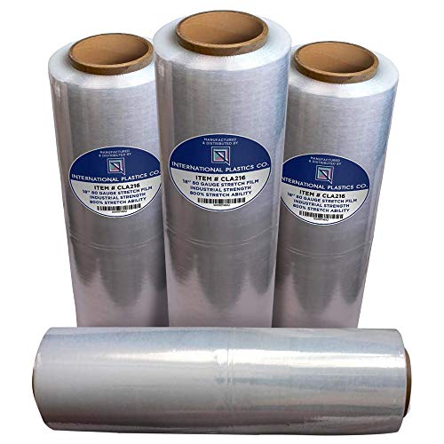 International Plastics Co. 18" Stretch Film/Wrap 1500 feet 80 Gauge, 4 Pack