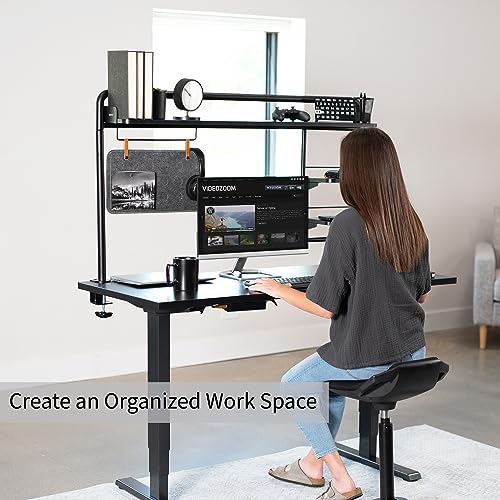 VIVO Black Clamp-on 50 inch Desktop Shelving System, DESK-SHELF55A