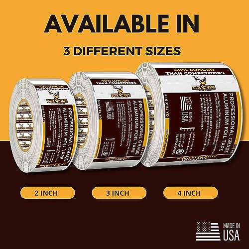 6 Pack Buck Aluminum Foil Tape – 2 Inch x 216ft (72 yd), 3.6 Mil – HVAC Tape for Ductwork, AC, Dryer Vents & Insulation – Silver Foil Tape for Metal Repair, Exhaust Sealing & Air Conditioning