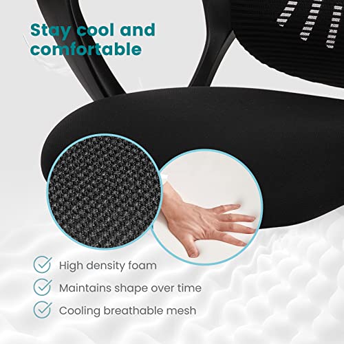 KMFurnila Mesh Office Chairs Managerial Executive Chair, Ergonomic Mid-Back Swivel Computer Desk Chair with Wheels, Comfortable Lumbar Support Comfy Arm for Home Bedroom Study Student, Ink