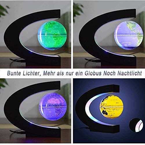 3UOOWWFA Geographical Globe, Floating Globe Levitation Globe Levitation Floating Globe Magnetic World Map Colorful LED Lamp, Gold