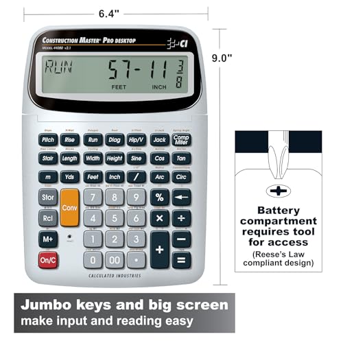 Calculated Industries 44080 Construction Master Pro-Desktop Advanced Construction Math Feet-Inch-Fraction Calculator with Trig Tool for Architects, Estimators, Contractors, Builders and Remodelers