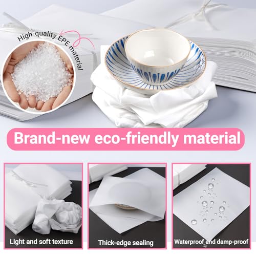 12"X 12" Cushion Foam Pouches, 100 Pack Foam Wraps Pouches, Packing Cushioning Supplies Protect Dishes, crafts, Glassware and Fragile Items, Protective Packing Sleeves for Moving, Packaging, Storage