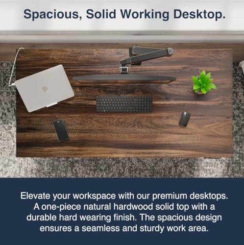 Desky Dual Hardwood Sit Stand Desk Acacia 48" Space Gray