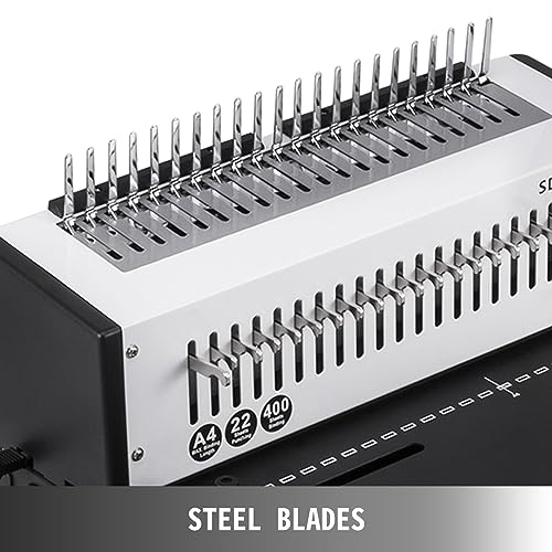 A4 Manual Coil Binding Machine Metal Paper Binder 21/34 Holes 120/400 Sheets for Binding and Punching Books Documents Durability, Efficience(34 Holes 120 Sheets)