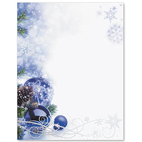 Winter Sapphire Elegance Holiday Border Papers, 8.5" x 11", 100 Sheets
