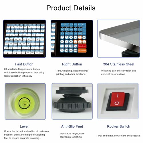 NYTFHMS Digital Label Printing Scale with Barcode Function, Accurate Weight and Price Calculation for Retail Stores and Supermarkets,Machine+Cashbox