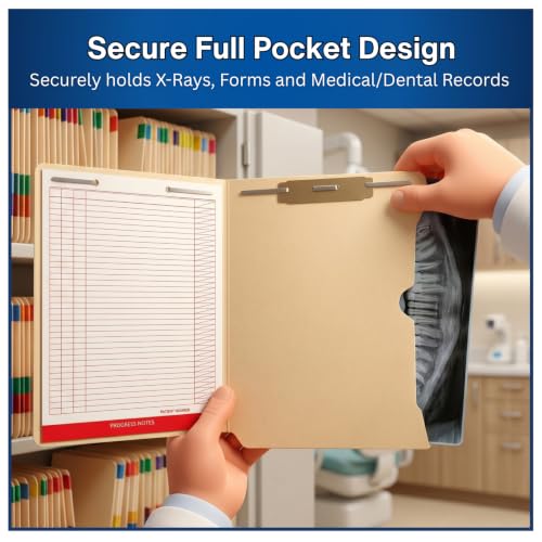 Doctor Stuff Manila Pocket File Folders - Letter Size, Two Fasteners, 14pt, Box of 50